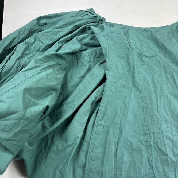 Free People NWT Statement Puff Sleeve Blouse Green Cotton Romantic Cottage Top S - Picture 3 of 12